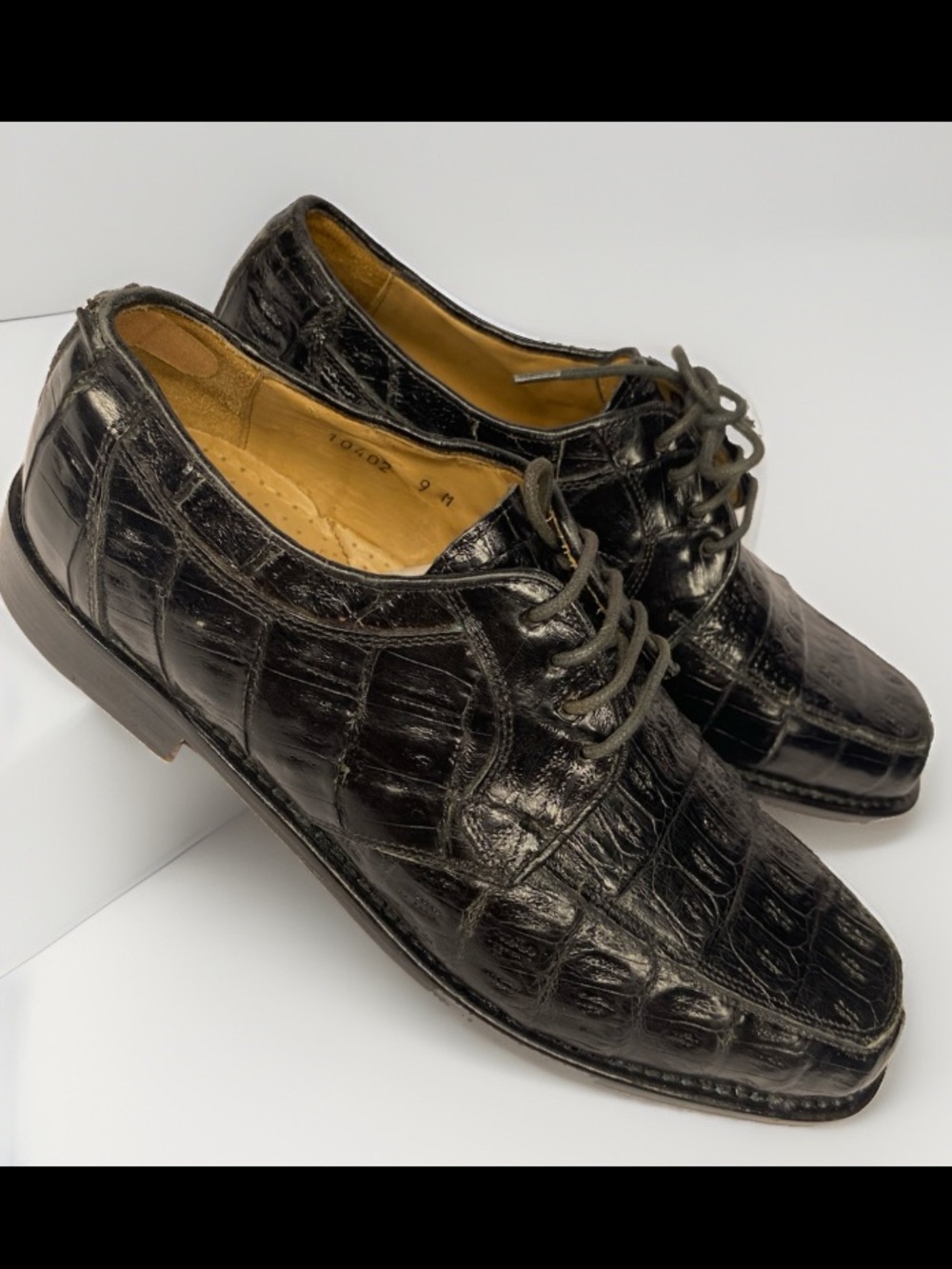 Belvedere Florence Men's 9M Brown Genuine Crocodile Dress Shoes, Handmade Italy
